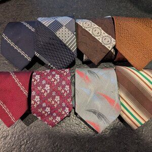 Vintage Neck Tie (Lot Of 8) Ties 1960s/70s Polyester Misc Brands